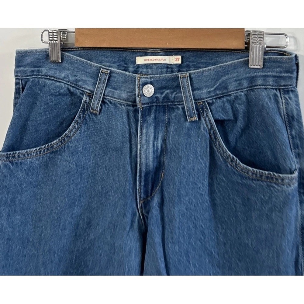Women's Y2K Levis Superlow Cargo Jeans Baggy Skate Jeans Sz 27 - Picture 5 of 9